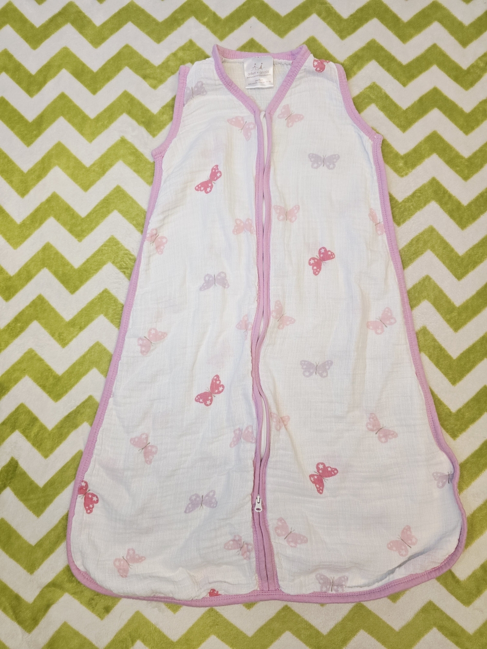 aden + anais Pink Butterfly Sleep Sack Size Medium (6-12 Months, 15-24 lbs)